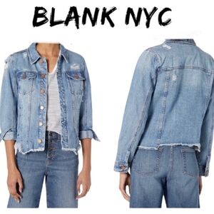 BLANK NYC Distressed Denim Jacket XS Frayed Edges